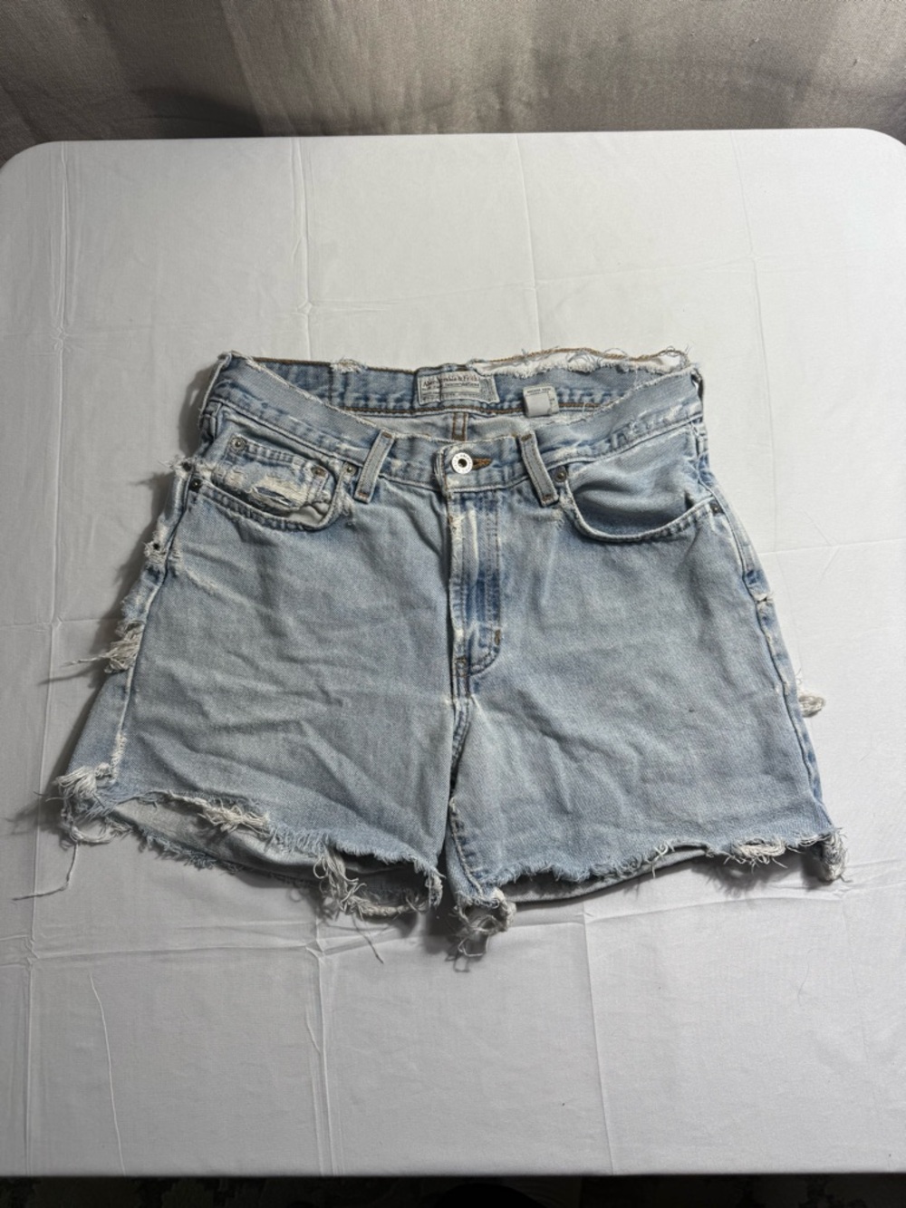 Vintage Abercrombie & Fitch Mid Y2k Denim Jean Shorts Sz 6 Distressed Waist 28